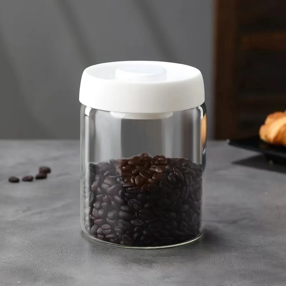 Moisture Proof Vacuum Sealed Jar Press Type Manual Tea Storage Container High Borosilicate Glass Keep Fresh Airtight Container