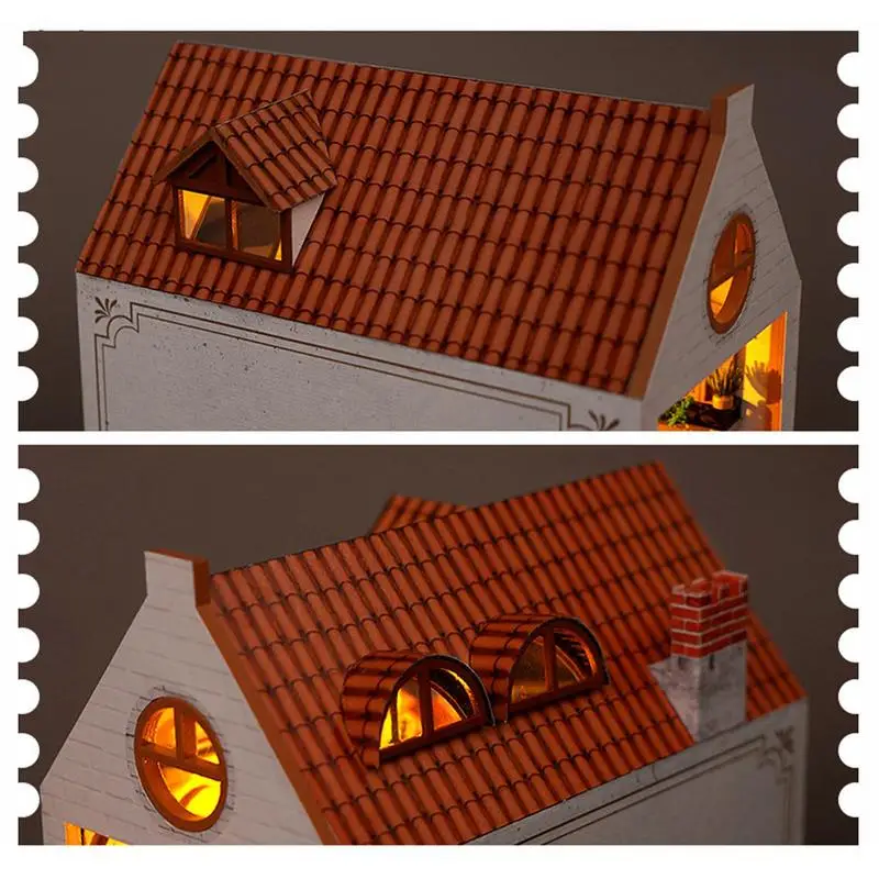 Kit de cabina en miniatura, sujetalibros de madera con luces LED, decoración artesanal con sentido artístico para sala de estudio, habitación de niños, dormitorio y sala de estar