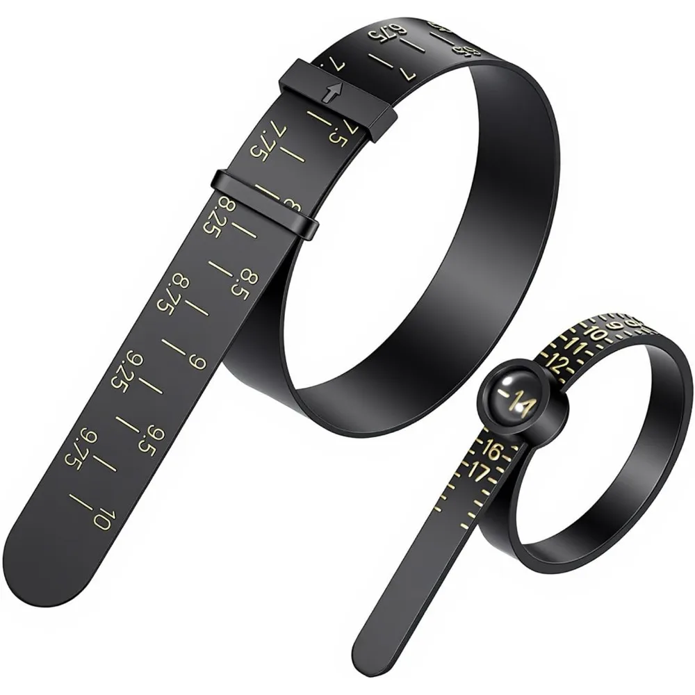 Dual Wrist Sizer and Ring Measurer: Universal Jewelry Sizing Tool for Bracelets, Rings, and Bangles in Inch Scale
