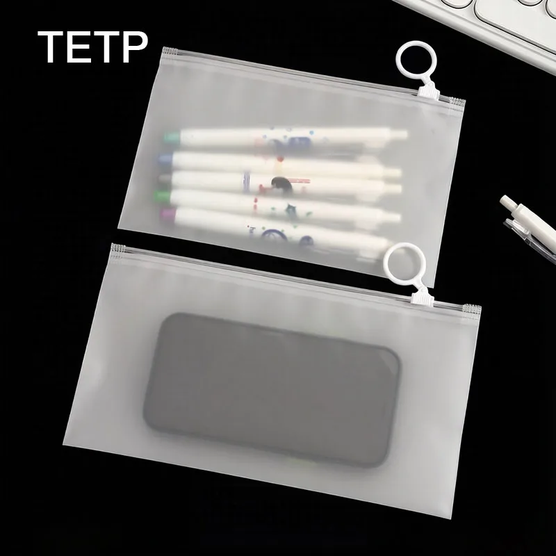

TETP 50Pcs Frosted Zipper Bags With Pull Tab Headwear Stationery Cosmetics Packaging Storage Reusable For Small Business
