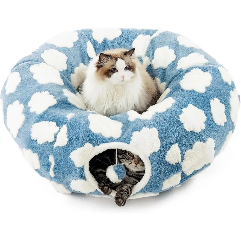 

Cozy Cat Tunnel Bed with Washable Round Cushion for Play and Rest