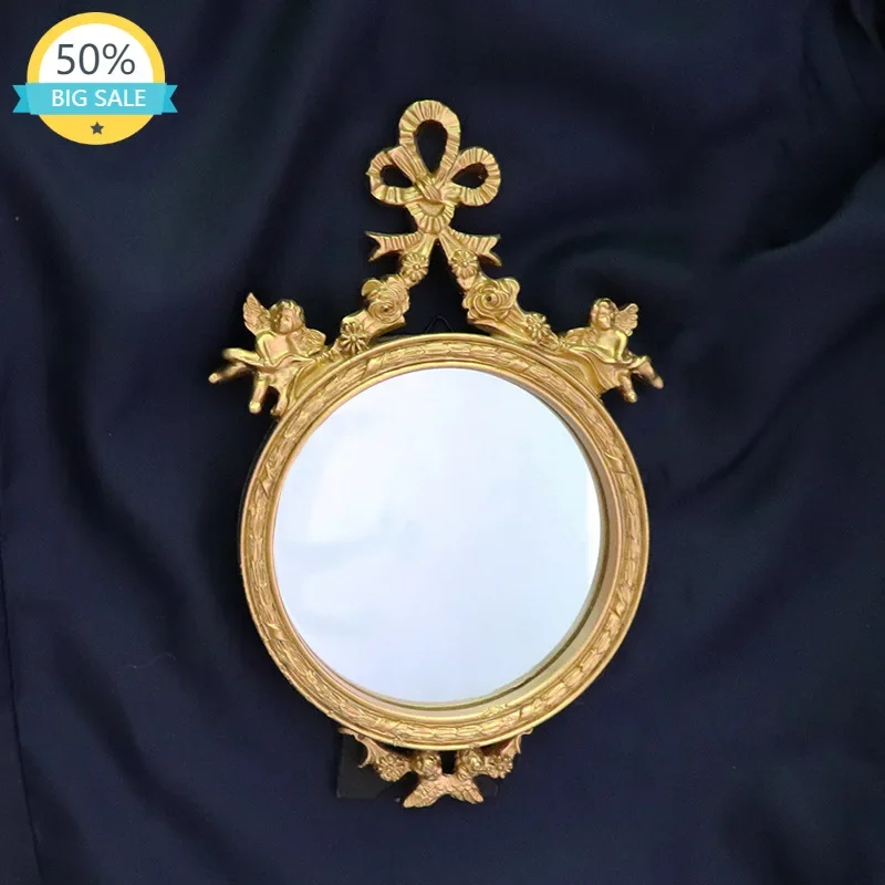 

Small Makeup Mirror Cute Gold Wall Mount Dressing Macrame Decoration Mirror Portable Espejo Pequeno Home Design Accessories