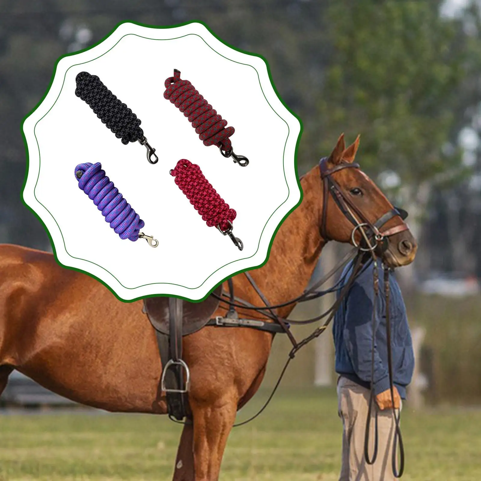 Horse Lead Rope Halter Nylon Lunge Line Durable Equestrian Gear Accessories for Horse Training Sessions