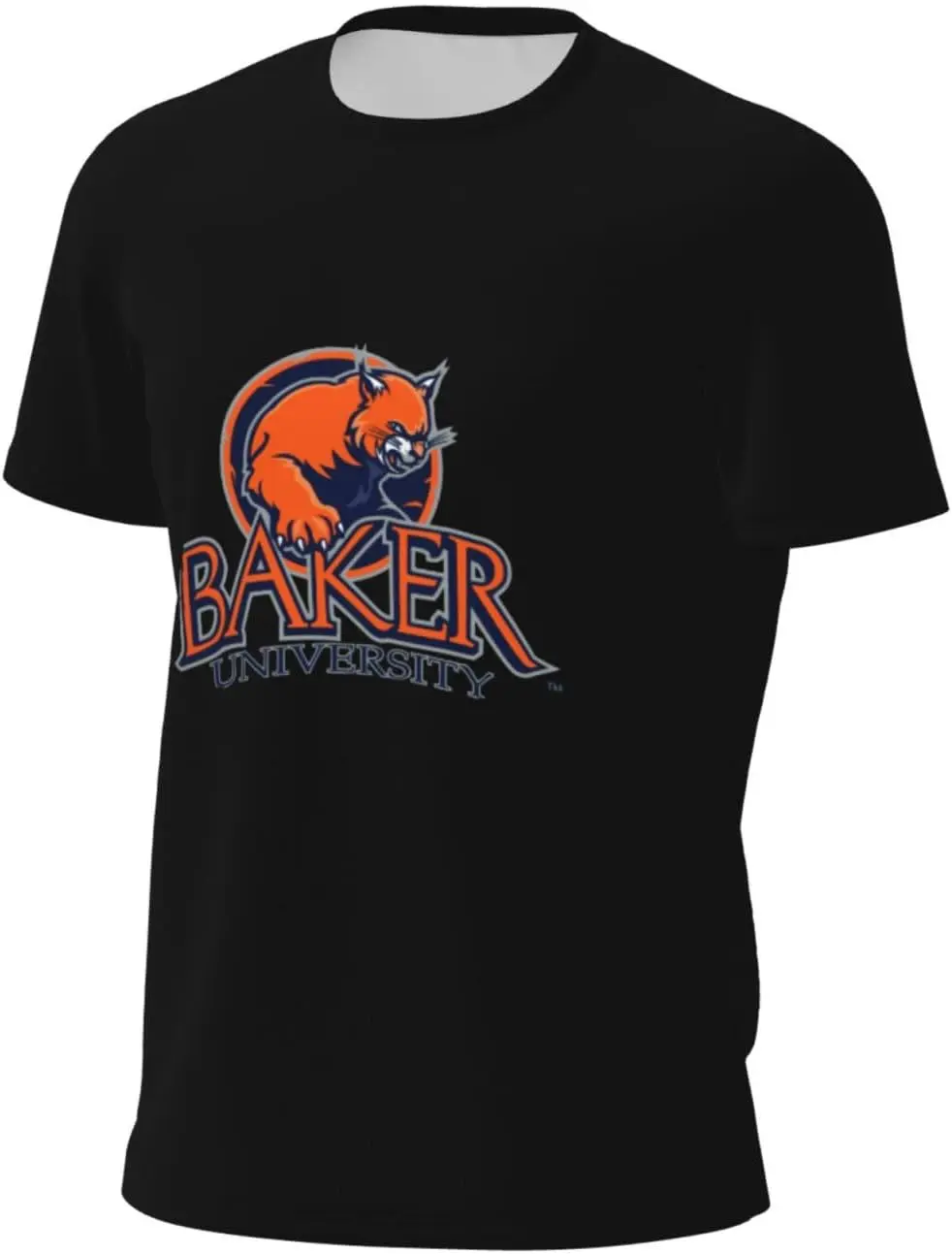 Baker University-Logo Men's Crew Neck T-Shirt, Dry Moisture Wicking, Breathable Mesh Short Sleeve