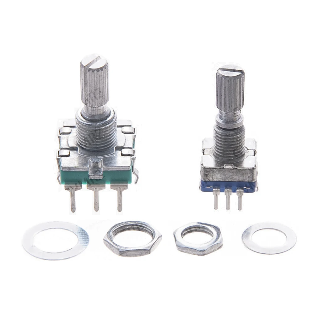 5PCS  EC11 EC12 EC16 Rotary Encoder Integrated Circuit Kit EC11 EC12 EC16 15mm/20mm Half Plum Shaft Encoder Knob with Nut Washer