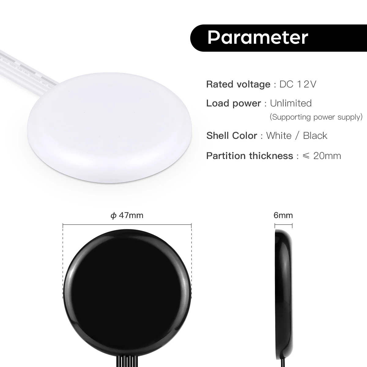 12V 5A/24V 3A Penetrating Wood/Glass LED Light Dimmer White/Black Shell Hand Sweep Touch Control Dimmable Switch
