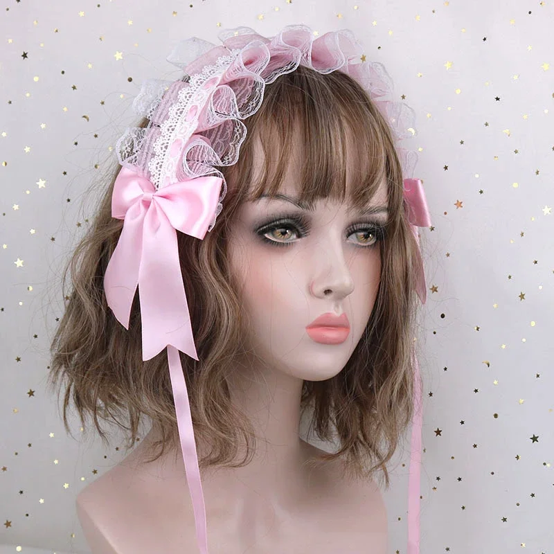 Neue Mode Spitze Haarband Lolita Cosplay Maid Kopf Bands Band Bowknot Stirnband Elegante Süße Haar Zubehör