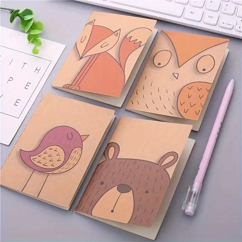 

4pc Small Cute Kraft Pocket Notebook, 64k 16-sheet Blank Mini Journal Memo Notepad For Student Traveler School Supplies