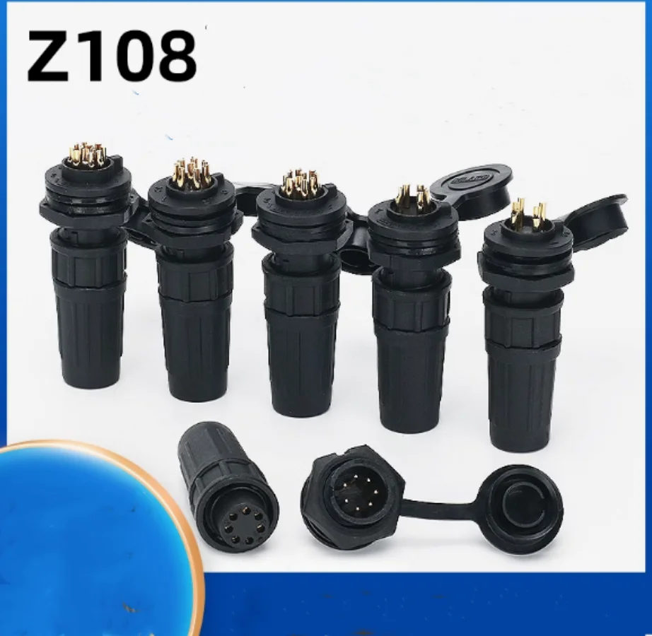 

5pcs IP68 plastic waterproof connector aviation plug socket Z108-2P3AB 4P-5-6 pin 7-8-10-12 core