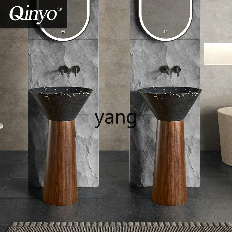 

LTT designer high-end stainless steel sink walnut texture vertical washbasin