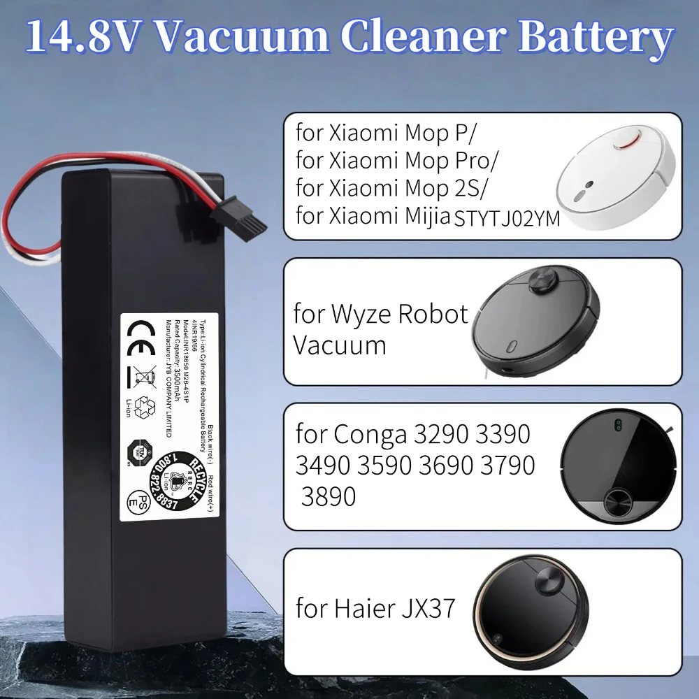 

Li-ion Sweeper Battery for Xiaomi Mijia Mi Robot Vacuum-Mop P, Sweeping and Cleaning Robot, 18650 4S1P 14.8V 3500mAh STYTJ02YM.