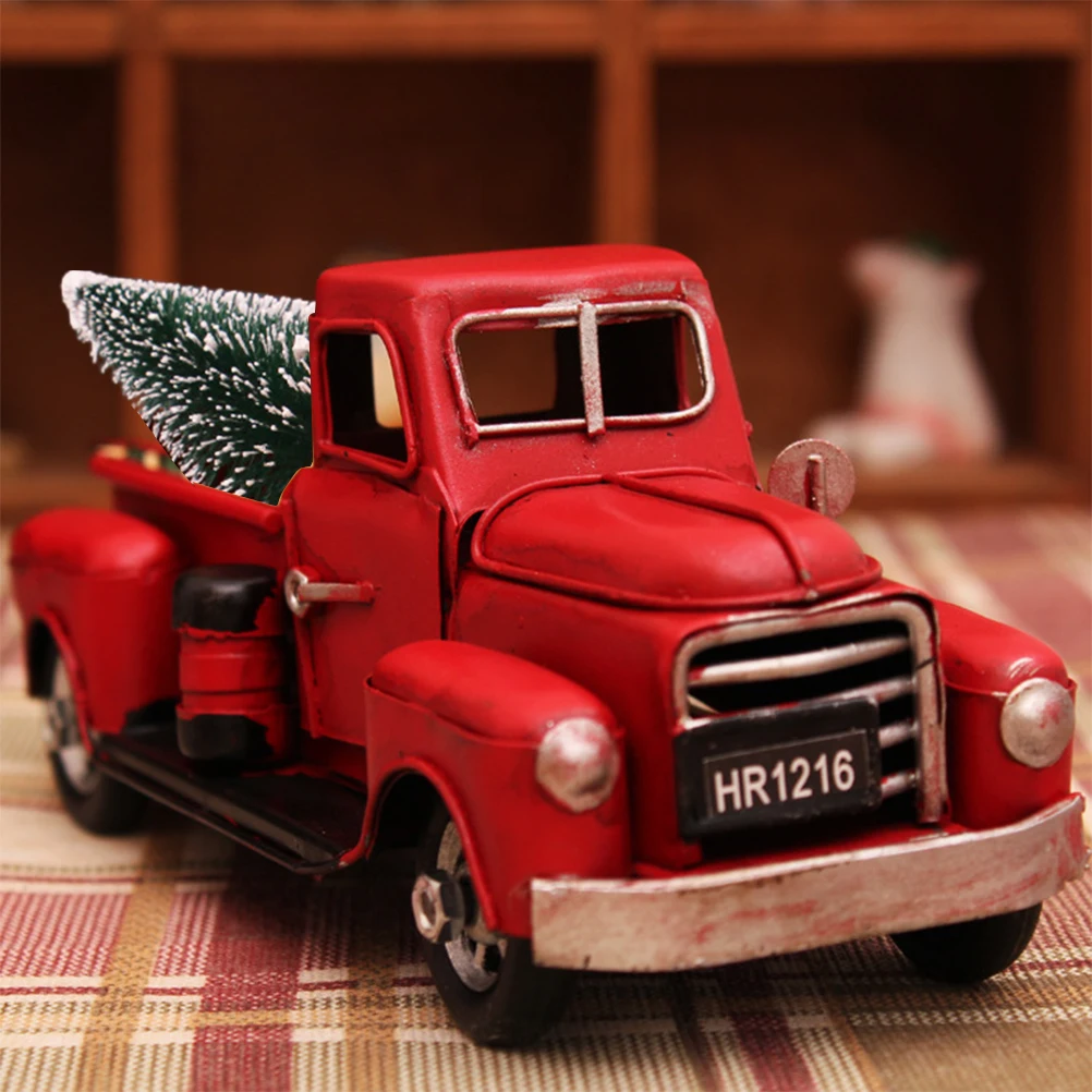 Christmas Santa Driving Truck Ornament Retro Christmas Car Creative Xmas Gift Kids Christmas Decorations For Home