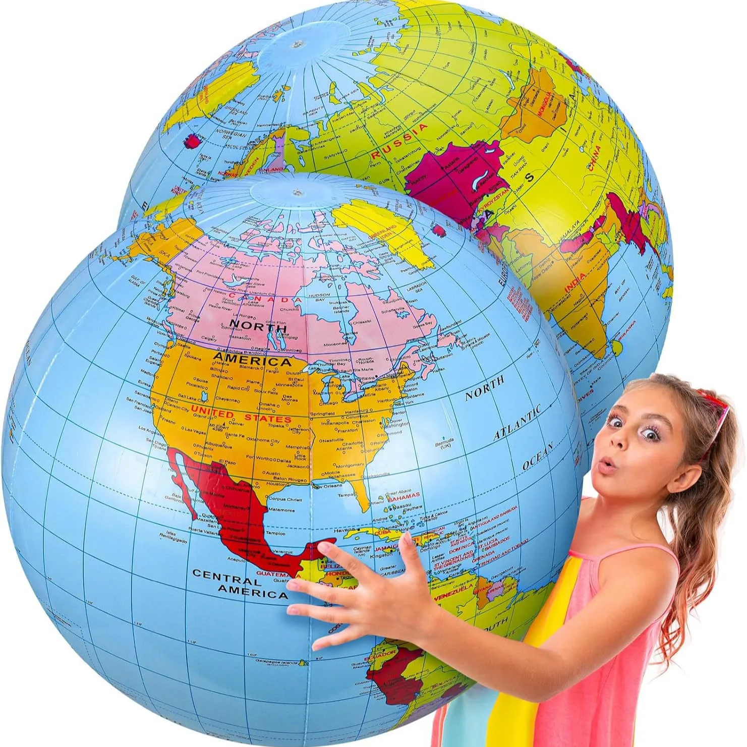 Globe gonflable de 90CM, accessoire d'enseignement, Version anglaise, boule de carte gonflable, jouet d'éveil de géographie pour enfants