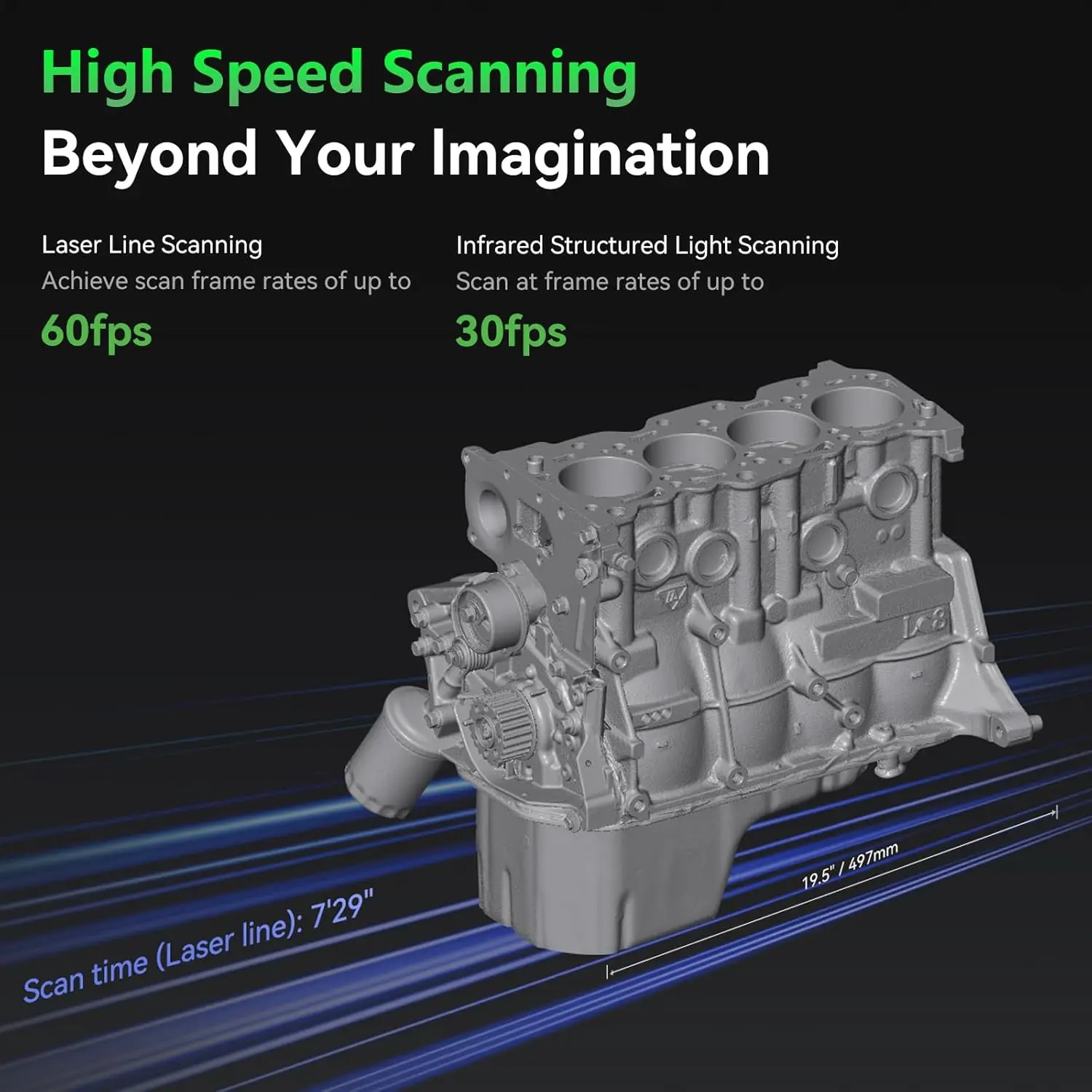 Creality Raptor X 3D Scanner 34+7 Blue Laser NIR Light 0.02 Mm Accuracy 60fps Scanning Speed Wi-Fi 6 Wireless Scan Build Model - Image 4