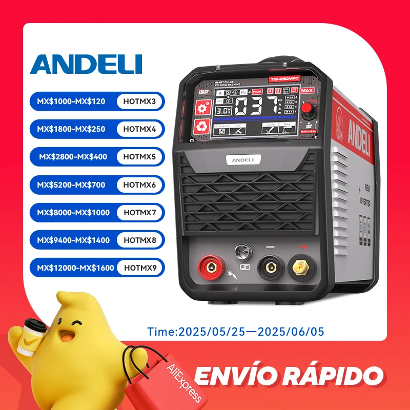 ANDELI Saldatrice TIG HF 4 in 1 Saldatrice TIG Pulse Stick Pulito DC Inverter Saldatrici TIG Saldatura dei metalli per uso domestico 110/220V