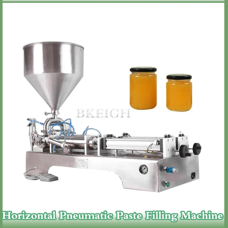 Efficient Dual Head Liquid Packaging Machine Desktop Enlarged Hopper Honey Chocolate Sauce Pneumatic Filling Machine