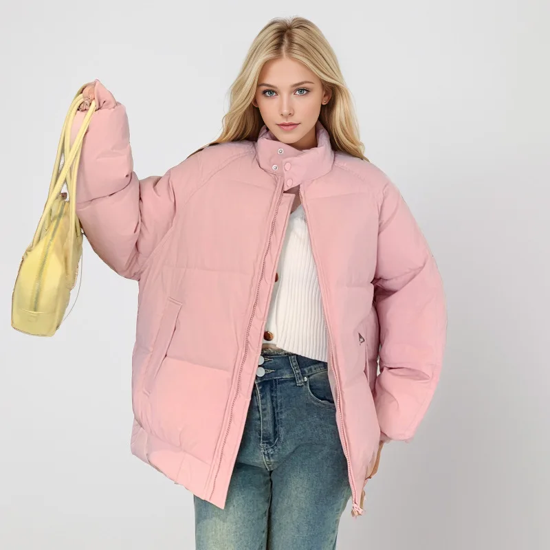 

Женская зимняя куртка, женская однотонная теплая хлопковая куртка с воротником-стойкой, женская тонкая теплая женская верхняя одежда с коротким капюшоном