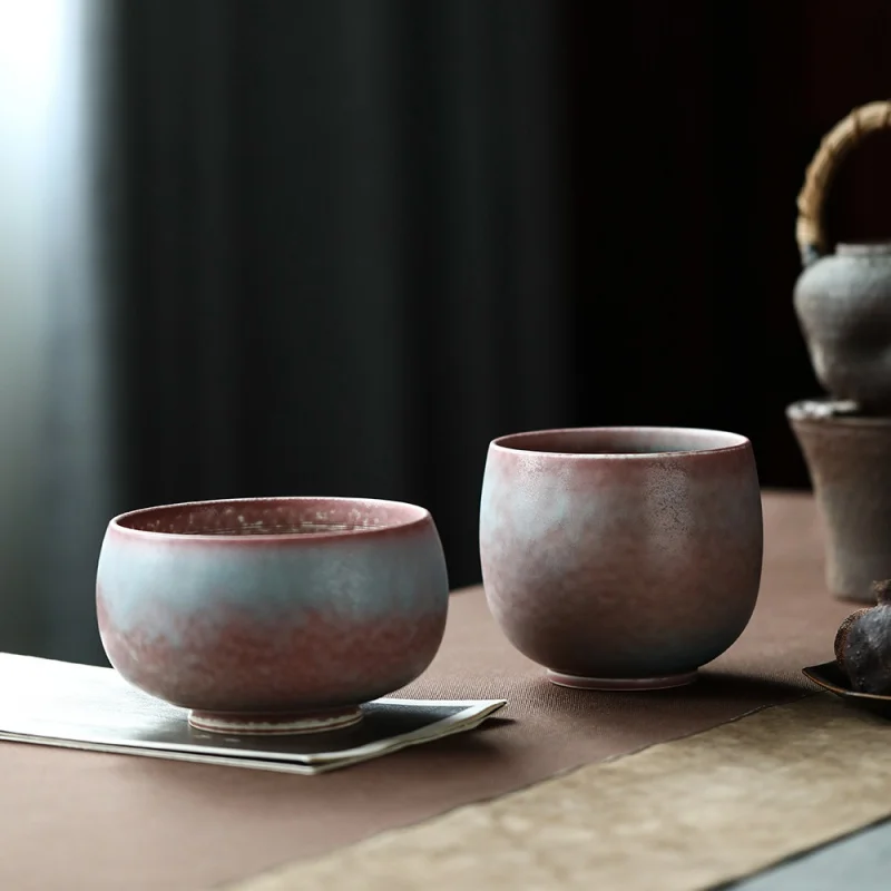 

Begonia Red Matte Kiln Transmutation Ceramic Tea Basin Closed Water Washing Jingdezhen Stoneware Gracked Glaze Tea Basin Writing