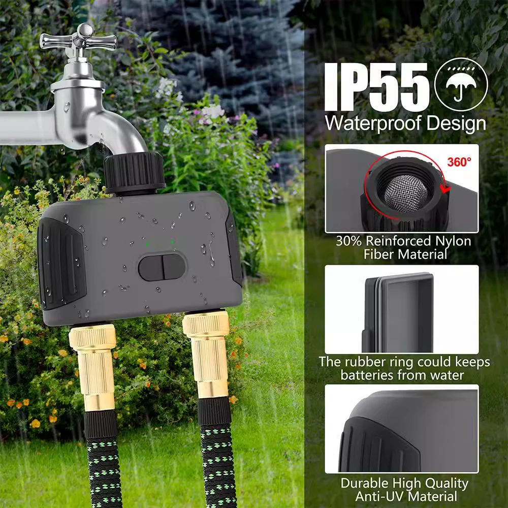 Tuya Bluetooth 2-Way Intelligent Water Timers Automatic Watering Controller Smart Garden Irrigation Sprinklers WiFi Gateway