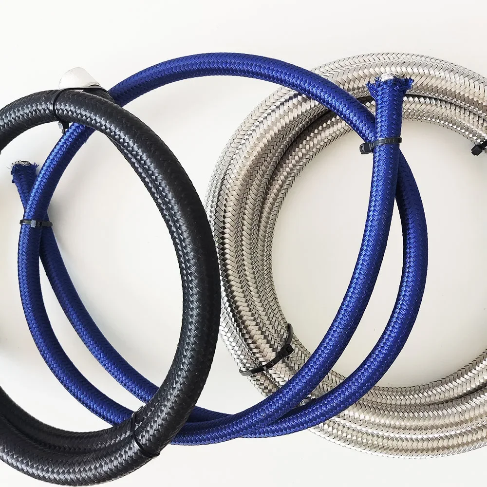 1M PTFE Universal Racing Hose ID6mm~25mm Nylon Stainless Steel Braided Brake Hose Fuel Oil Line Oil Cooler Car Hose Pipe