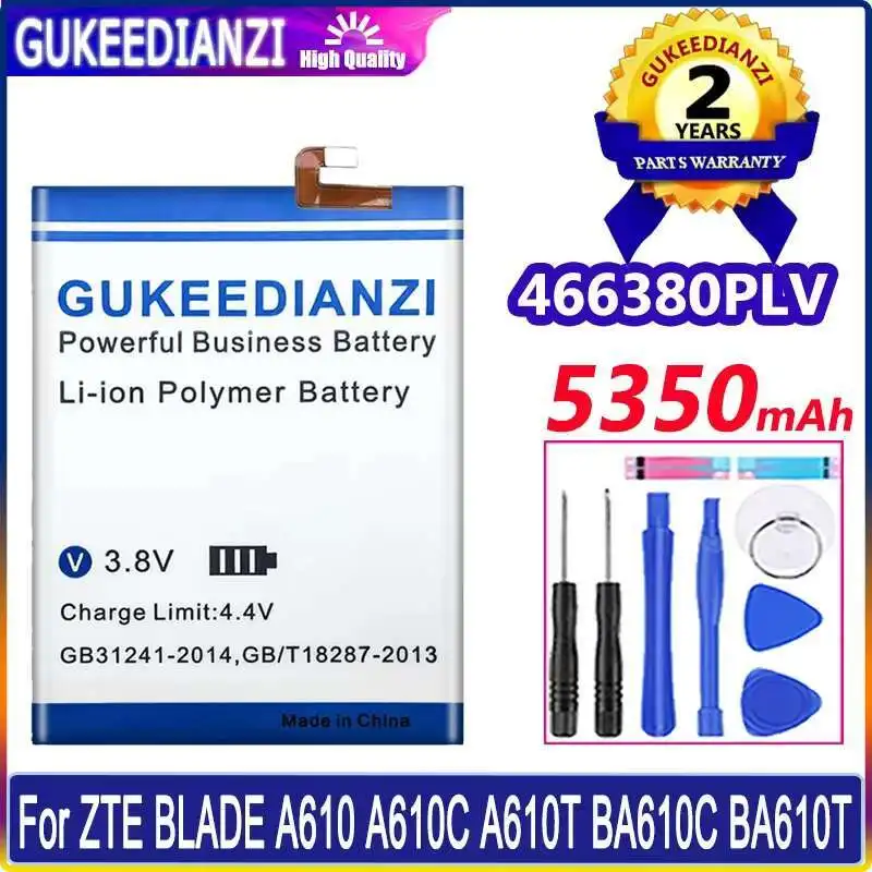 

For Zte Blade A610 A610C A610T BA610C BA610T Mobile Phone Battery Fast Charging Premium Replacement 466380PLV 5350Mah