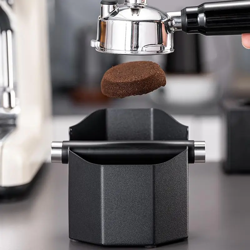 Espresso Knock Box Small Espresso Puck Disposal Coffee Ground Basin Coffee Pucks Container With Removable Knock Bar For Home