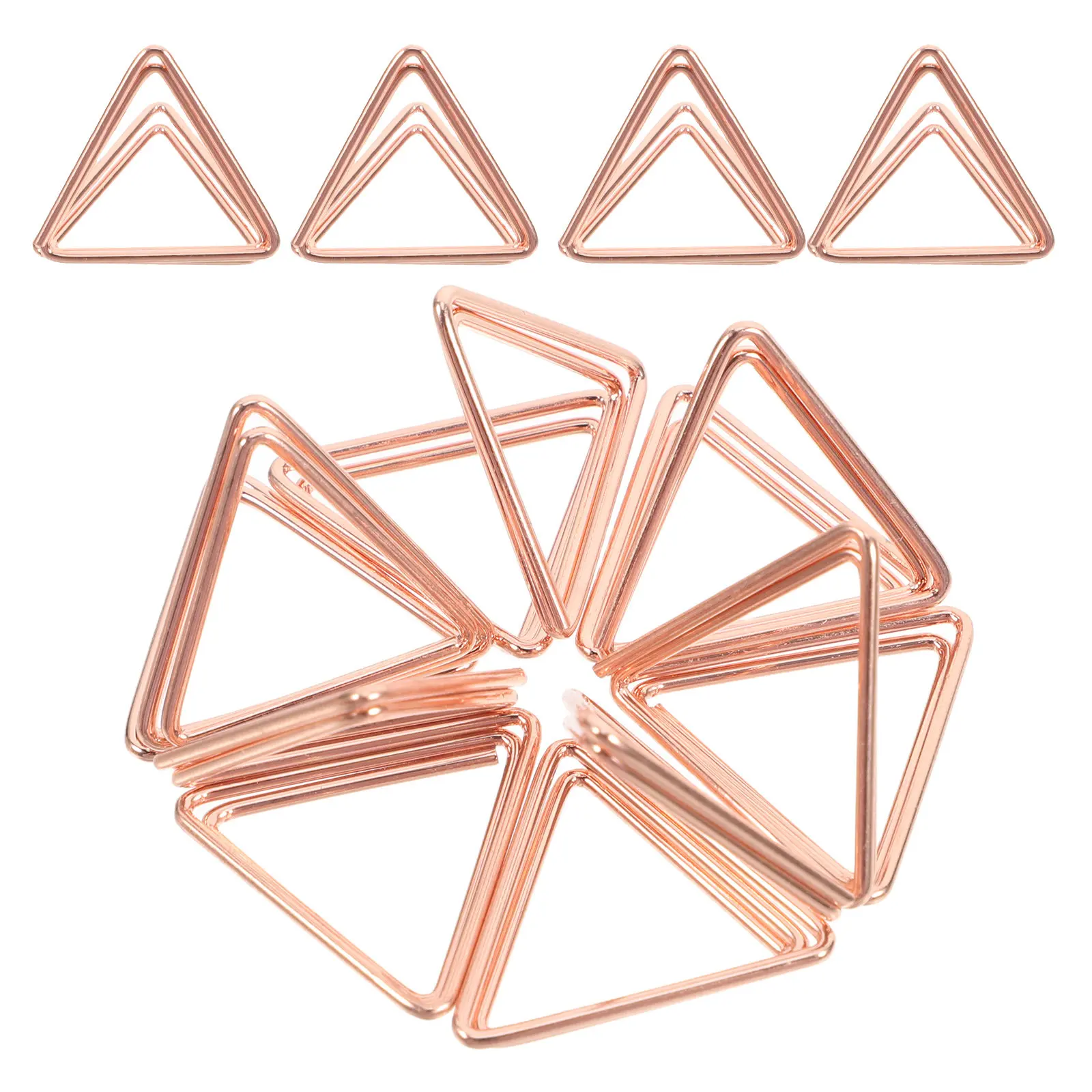 24Pcs Triangular Metal Memo Holder Stylish Tabletop Card Holder for Photos Place Cards Wedding Business Notes Display Rose Gold