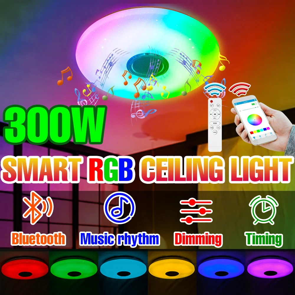 

RGB Dimmable Ceiling Light 220V Smart Bluetooth Music Lamp IR Remote Control Led Chandelier Bedroom Recessed Spotlights Decor