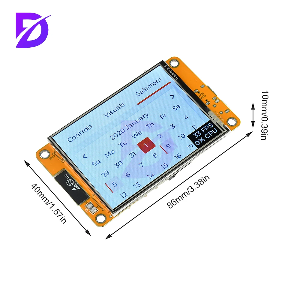 2.8-inch ESP32 Wifi Bluetooth Development Board ST7789 Driver Onboard ESP-32 Module Type C+micro USB Dual Interface