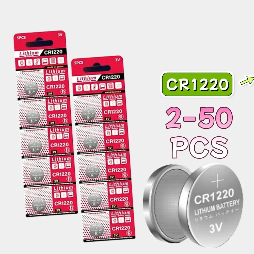 2-10PCS 3V Lithium Battery CR1220 LM1220 BR1220 KCR1220 For Toy Watch Scale Calculator Car Remote Control Mouse Button Coin Cell