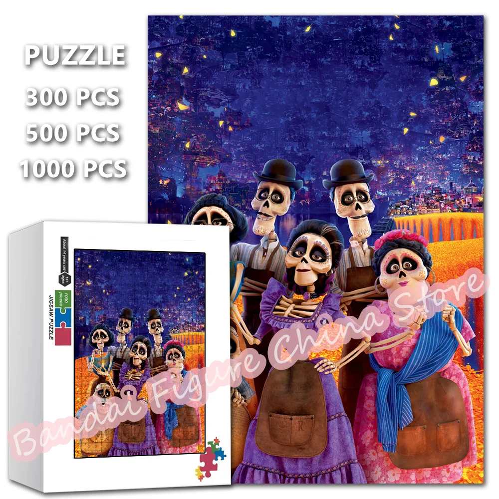 

300/500/1000 Pieces Coco Disney Pixar Movies Jigsaw Puzzles Diy Creative Cartoon Decompress Educational Puzzles for Kids Gifts