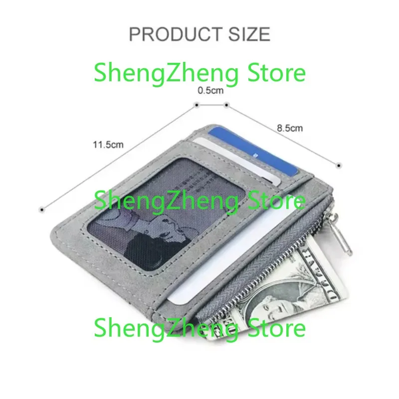 2 قطعة محفظة بطاقة قصيرة ماتي الجلود الرجعية متعددة بطاقة متجمد النسيج حامل بطاقة سستة حقيبة المال Stonego جديد الحد الأدنى محفظة #3