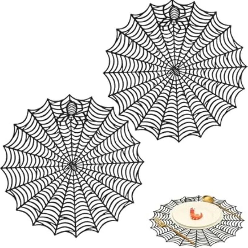 Halloween Spinnennetz Tischsets Wärmedämmung Tischsets Aushöhlen Spinnennetz Untersetzer Tischset Esstisch Party Dekoration