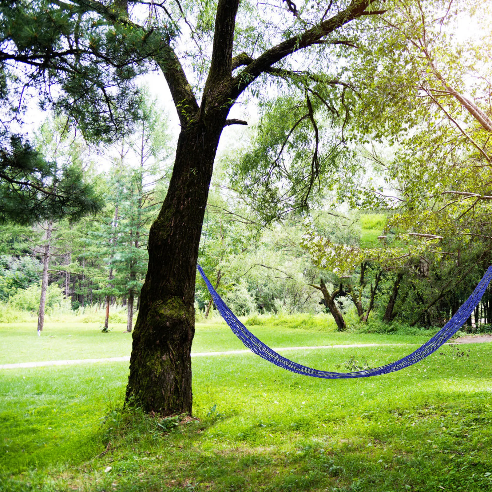 شبكة واحدة حبل نايلون أرجوحة التخييم في الهواء الطلق المحمولة سرير معلق السفر الفناء الخلفي فناء ملحق التخييم حبل معلق