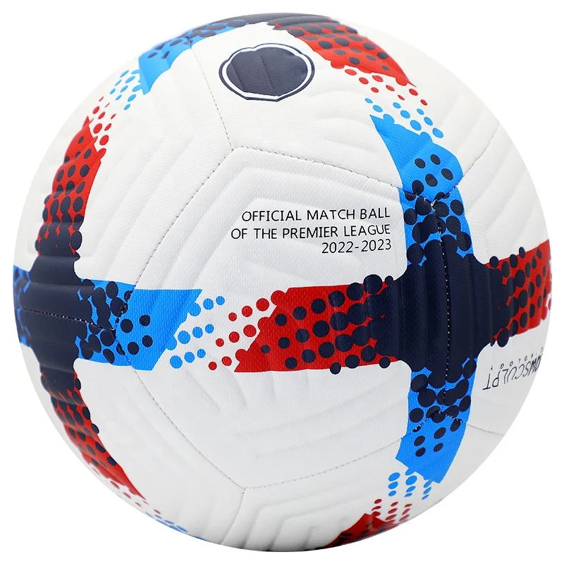 โรงงานขายส่งฟุตบอลเย็บ PU คุณภาพสูง ขนาด 5 สำหรับฝึกซ้อมมืออาชีพสำหรับผู้ใหญ่และเด็ก มีสินค้าในสต็อก รับผลิตตามแบบ