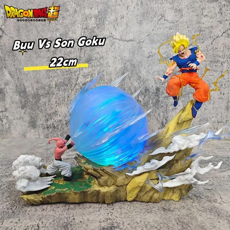 22cm figurki Anime Dragon Ball Z Majin Buu Vs Son Goku figurki Gk statua kolekcja pcv zabawkowy Model na prezent urodzinowy