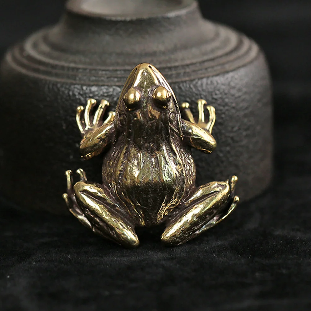 

Animal Retro Brass Solid Frog Desktop Decorative Ornament Garden Frogs Decorations Outdoor Office