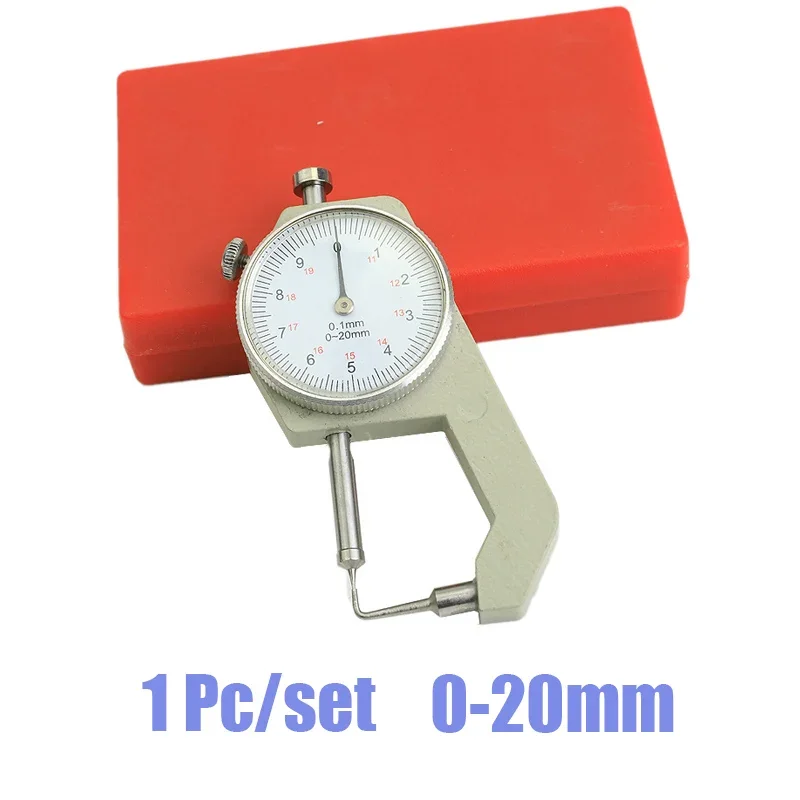 0-20mm Flat Head Thickness Gauge Leather Thickness Meter Tester Tools 0.1mm Dial Thickness Gauge for Leather Craft Measurement