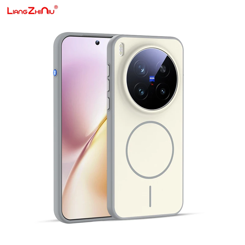 ل Vivo X300 Pro Vivo X300 حافظة هاتف مغناطيسية موضة نغمتين من البولي يوريثان حافة ناعمة Magsafe شحن لاسلكي مضاد للبصمة