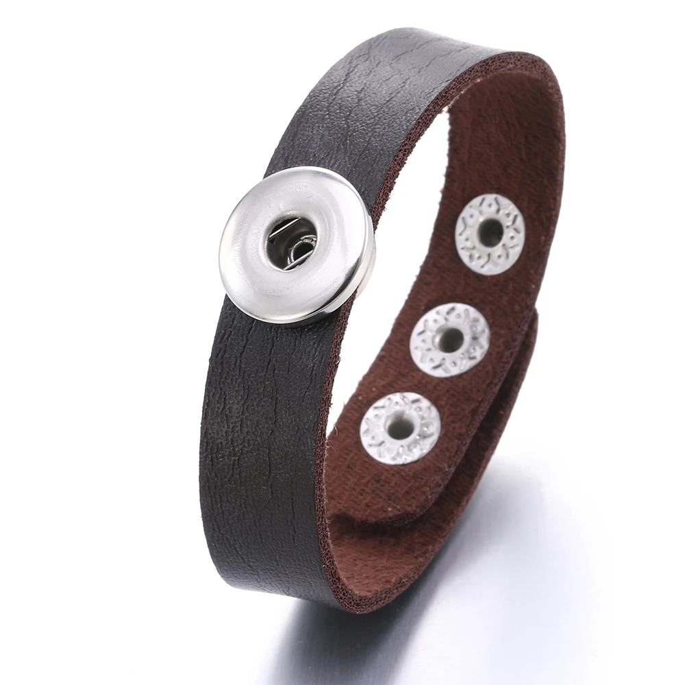 New 10pcs colorful PU leather bracelet twist style Solid Color 22cm fit 18mm snap buttons DIY snap jewelry wholesale