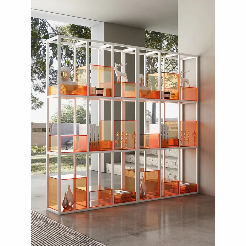 Acrylic rack, household wrought iron multi-layer lattice storage rack
