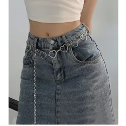Y2k Luxury Women Fashion Cute Heart Shaped Design Metal Dress Jeans Waist Chain Belt Waistband Accessories Waist Belt for Girl