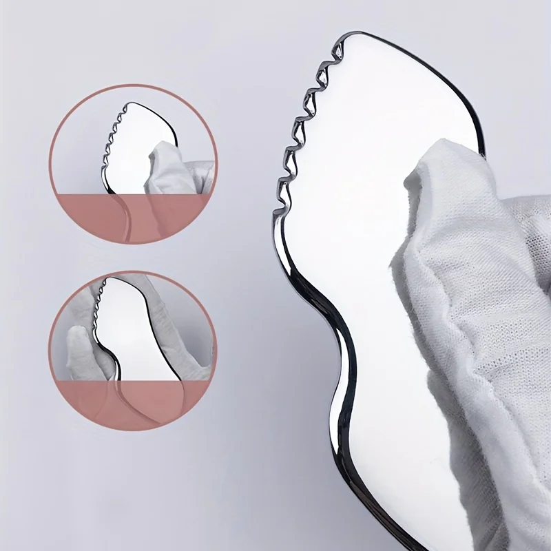 Stainless Steel Facial Scraping Tool - Ergonomic Metal Scraper for Light Coffee Color Care, Used for Body and Eye Massage