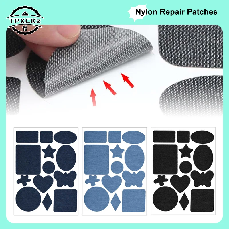 13 teile/satz Verschiedene Formen Selbstklebende Patche für Daunen Jacken Hosen Kleidung Reparatur Waschbar Patch Bekleidung Nähen Stoff