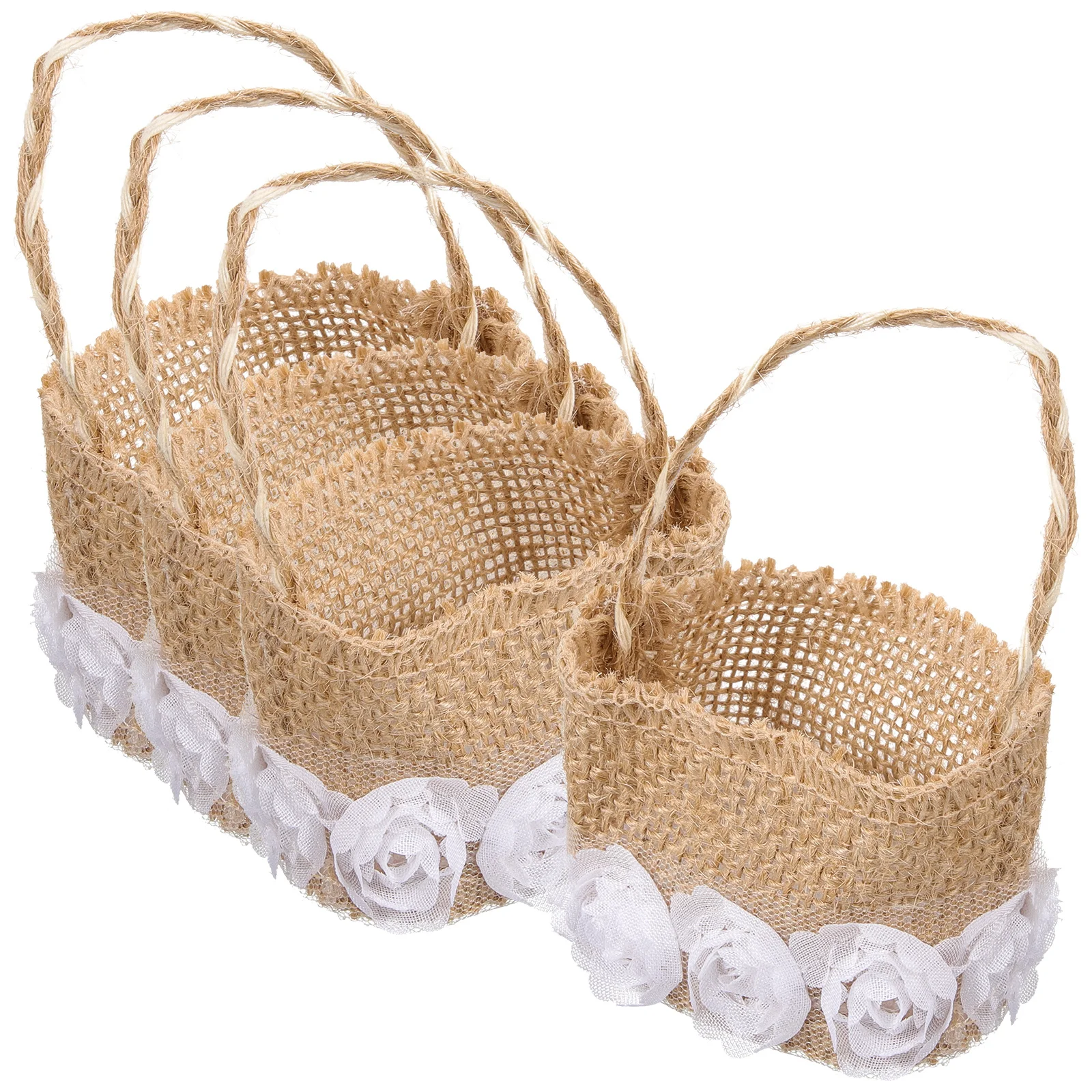 

4pcs Wedding Girl Basket Decorative Storage Bags for Flowers Rose Petals Candies Party Accessories Banquet Supplies
