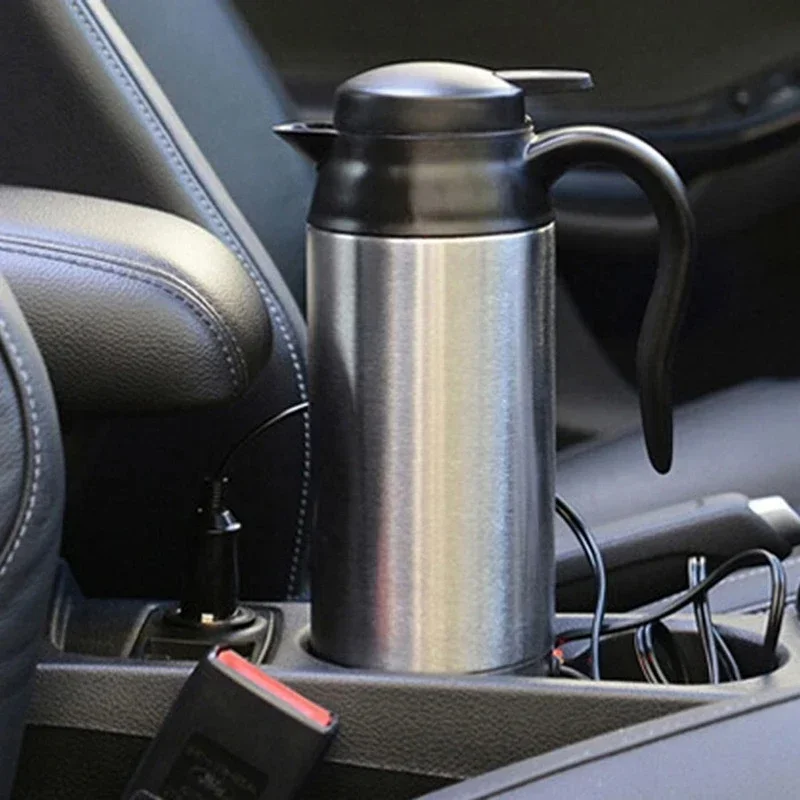 

12V Stainless Steel Electric Kettle 750ml in-Car Travel Trip Coffee Tea Heated Mug Motor Hot Water for Car or Truck Use