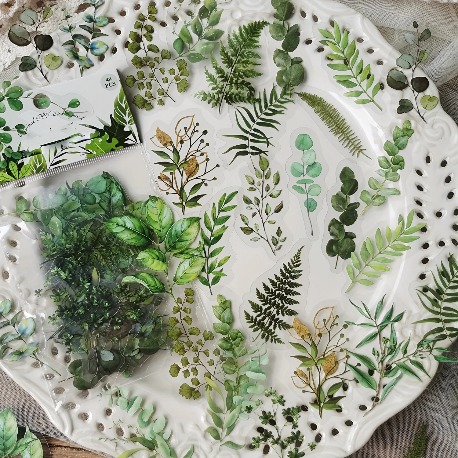 40 Stück PET-Blumen-Aufkleber-Set, Pflanzenaufkleber, Gänseblümchen-Dekor, Schreibwaren für Junk Journal, DIY, Scrapbooking, Etikettenaufkleber