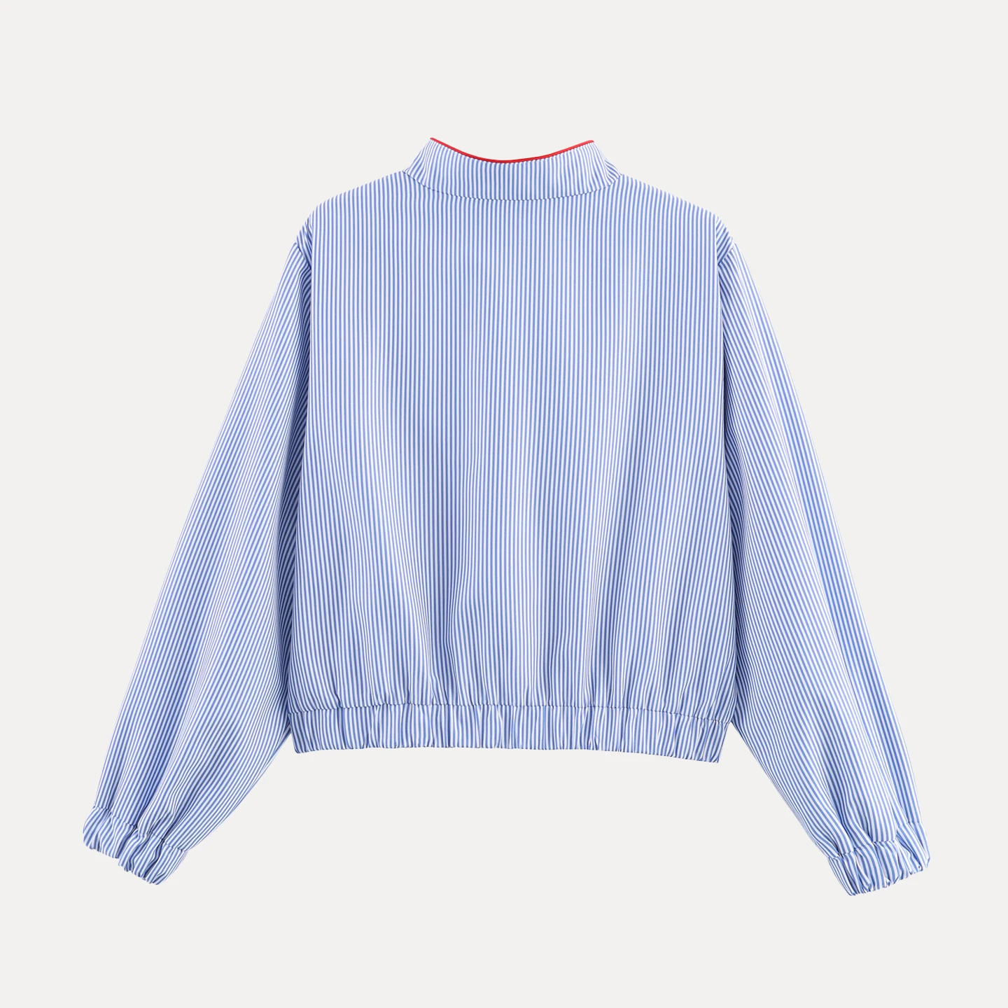 

Women's Patchwork Striped Jaet with Zipper ket Autumn 2025 New Arrival Zipper Closure Long Sve Outerwear Coat