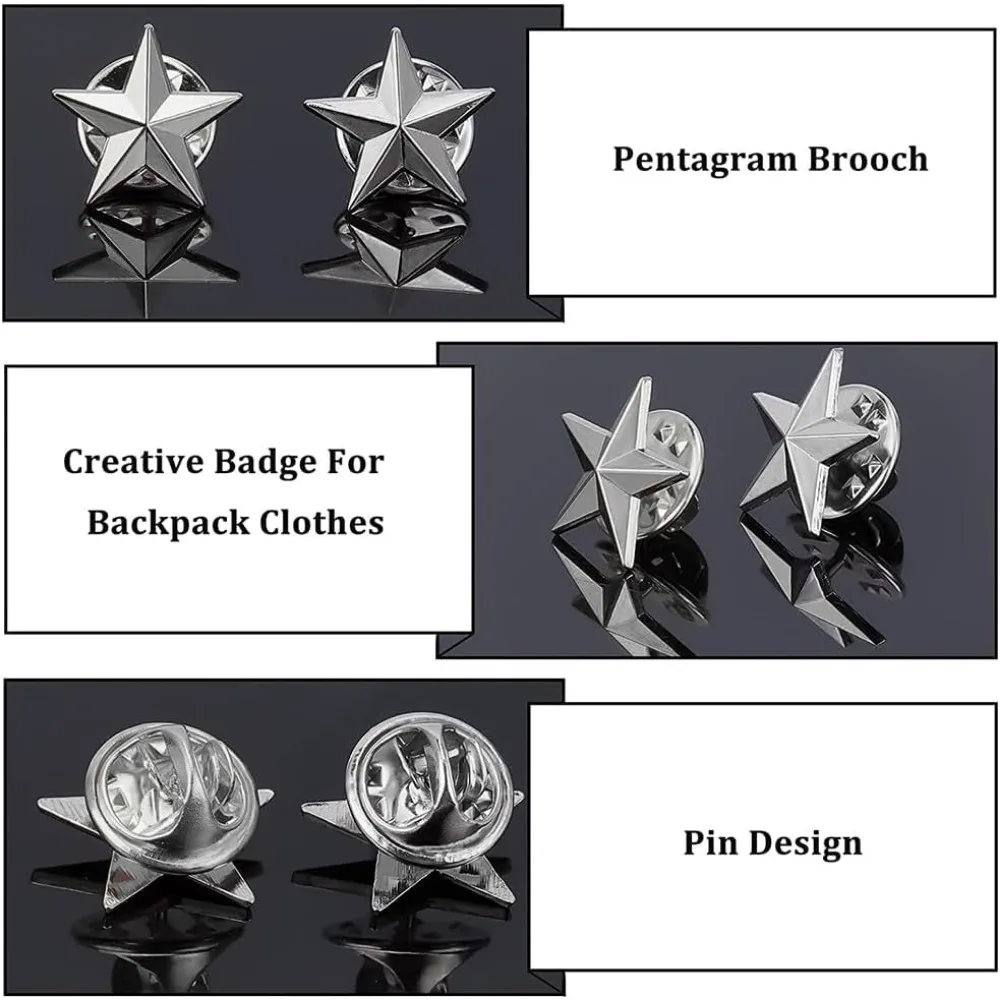 24 Stuks Platina Ster Badge Revers Pin Pentagram Legering Broche Pin Veterans Day Star Pin Militaire Award Pins Arbeid Maken Kit