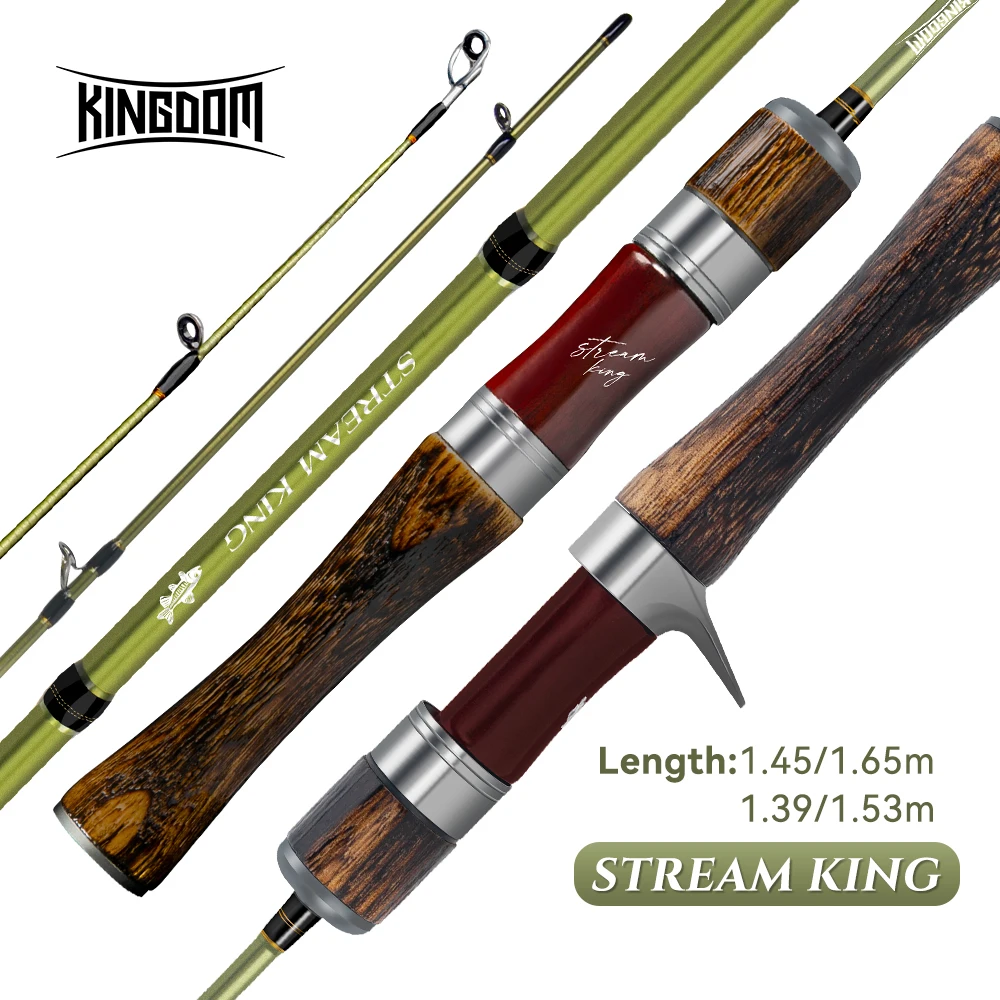 

Hot Sale KINGDOM STREAM KING 1.39m-1.65m 2-3 section MF Action UL/L Power 1-10g Lure WT Untralight Stream Lure Rod For Travel